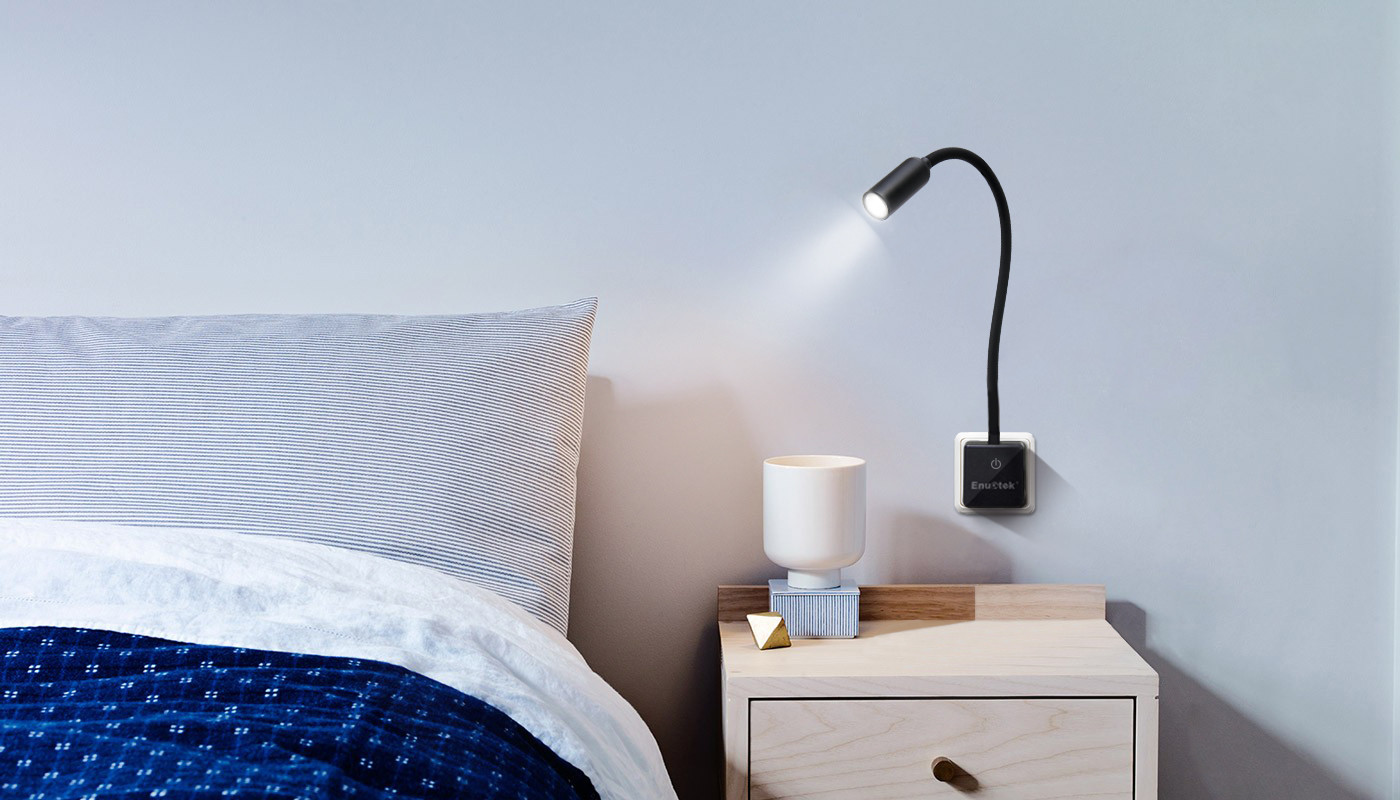 Plug In Dimmable LED Wall Reading Light Flexible LED Bedside Wall Spot