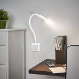 Remote Control Dimmable 3W LED White Wall Outlet Reading Light Plug and Play LED Spotlight Bedroom Reading Lamp Neutral White Lighting 4000K with Power Plug and Remote Controller