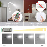 Remote Control Dimmable 3W LED White Wall Outlet Reading Light Plug and Play LED Spotlight Bedroom Reading Lamp Cool White Lighting 5000K with Power Plug and Remote Controller