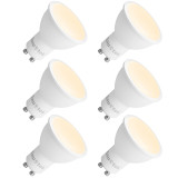 GU10 LED Spot Light Bulbs, Daylight 6000K, 7W 650Lm, 100%-50%-15% Step Dimmable by ON/ OFF Switch not by Dimmer, 120° Wide Lighting Angle, 60W Halogen Lamp Equivalent 6 Pack
