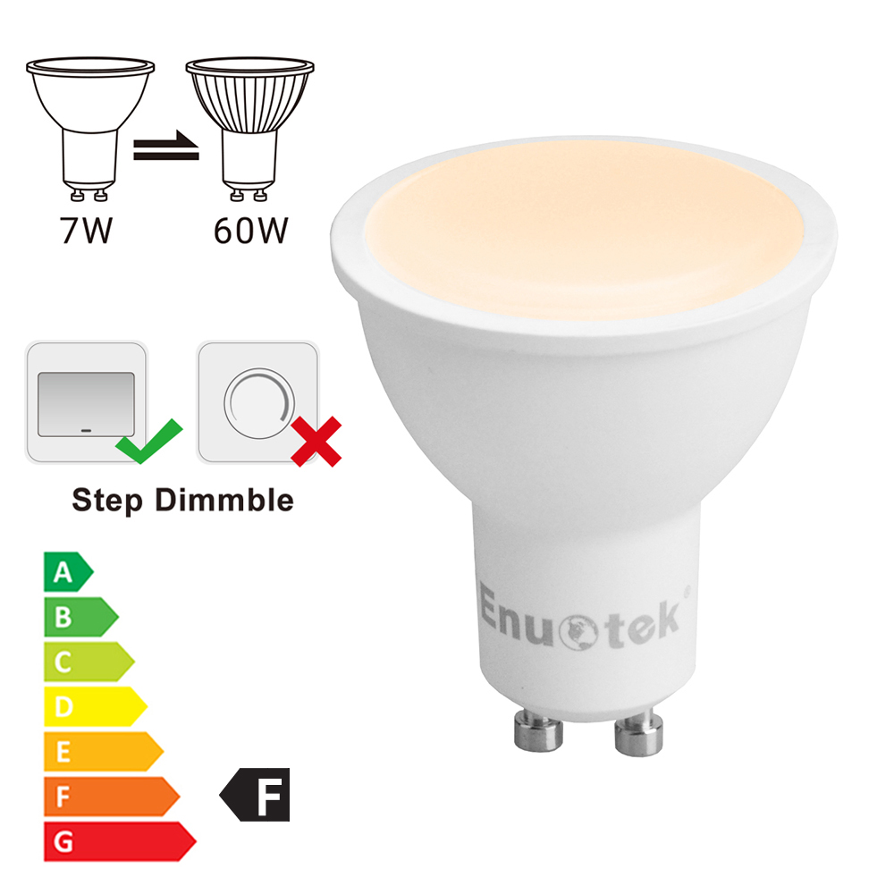 Dimmable GU10 LED Light Bulbs, Warm White 3000K, 7W 650Lm, 100%-50%-15% ...