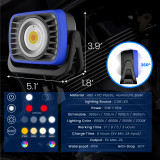 Rechargeable LED Work Light, Portable Magnetic COB LED Flood Work Light, Dimmable 1800Lm True Brightness, 4 Lighting Colors, with Power Bank Function for Car Repairing Construction Camping