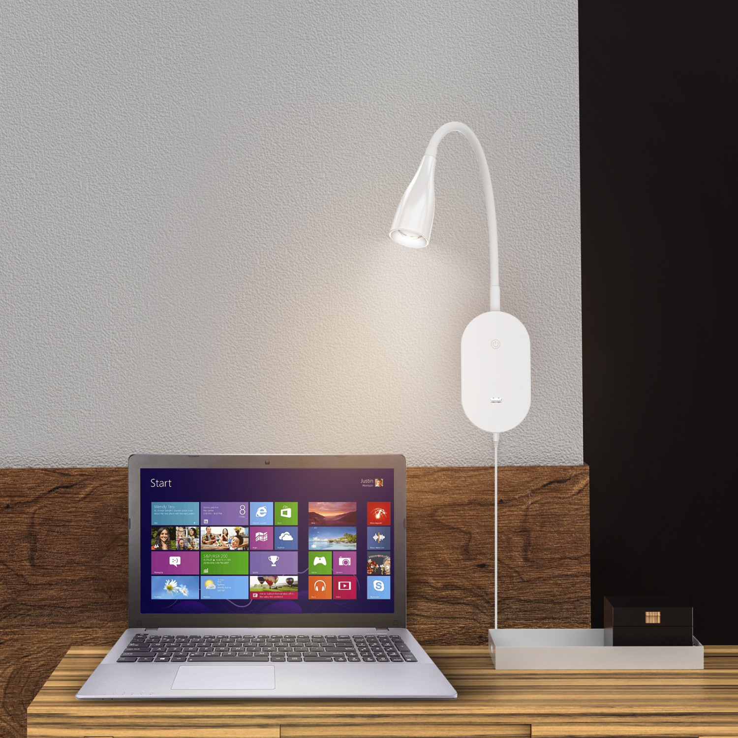 Touch Dimmable LED Wall Mounted Bedside Reading Spot Lamp Bedroom