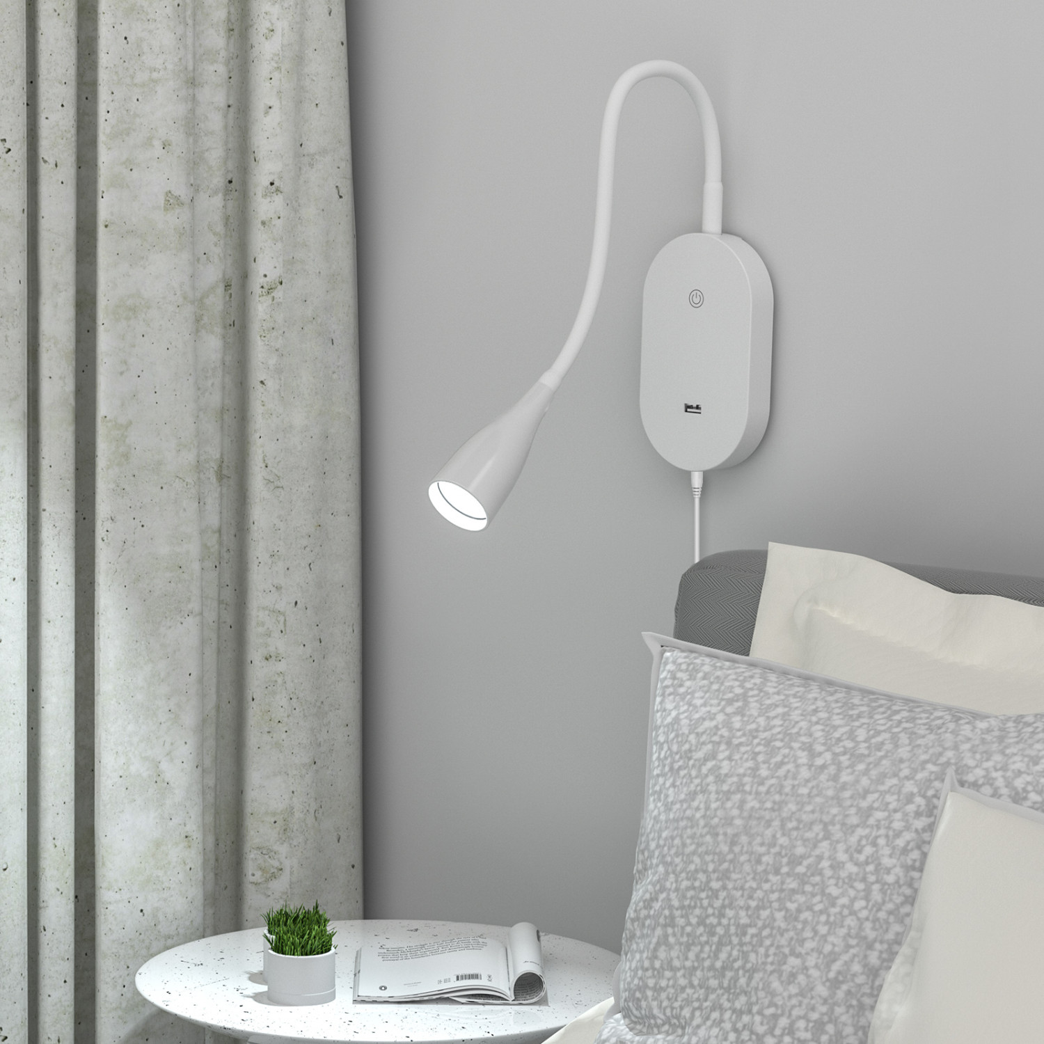 Touch Dimmable LED Wall Mounted Bedside Reading Spot Lamp Bedroom