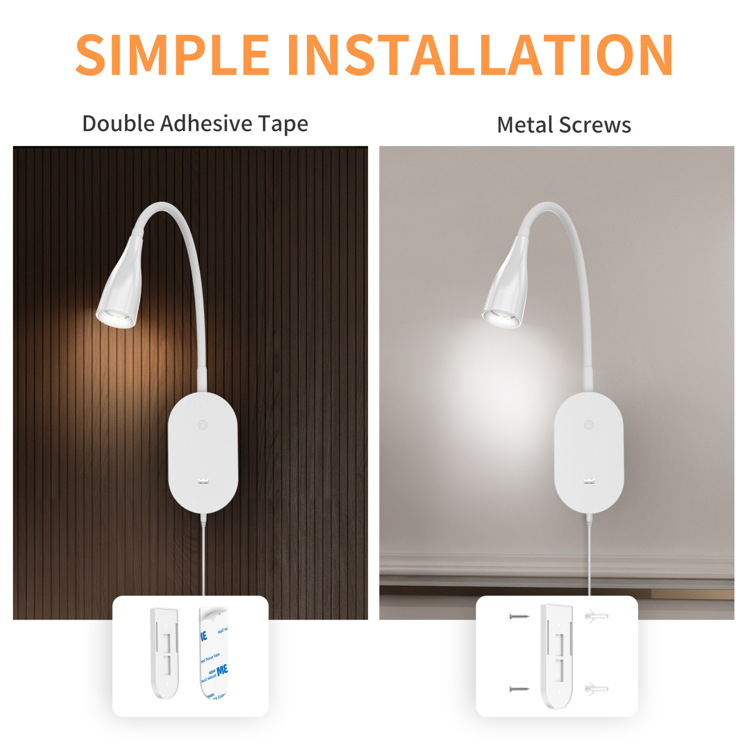 Touch Dimmable LED Wall Mounted Bedside Reading Spot Lamp Bedroom