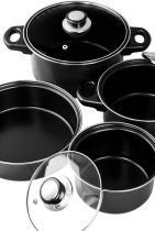 NESTROAD 7 Pc Carbon Steel Nonstick Cookware Set, Pots & Pans Set, Dishwasher Safe Cookware Set, Cooking Set, Kitchen Essentials (Black)