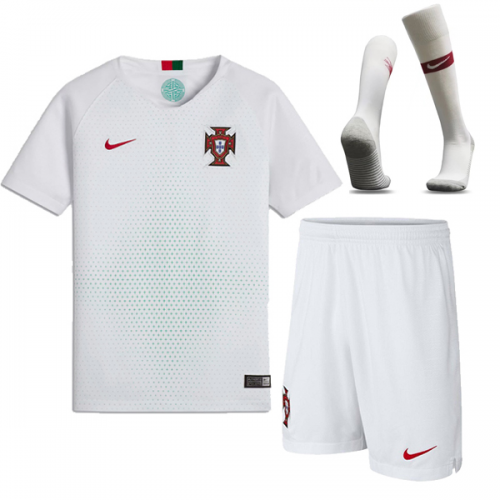 2018 World Cup Portugal Away White Jersey Whole Kit Shirt Short Socks