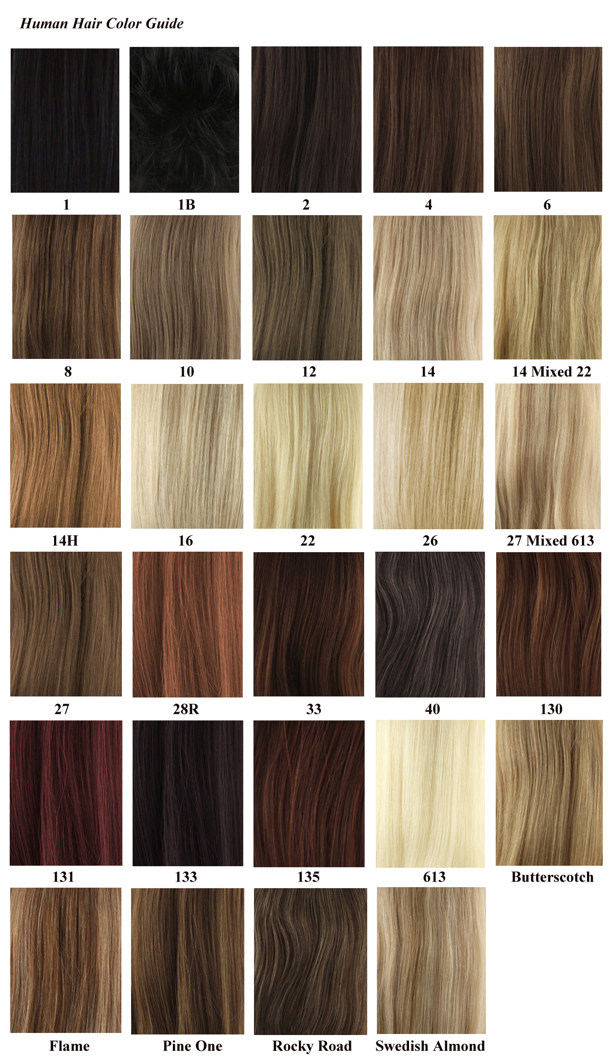 Lace Wig Color Chart