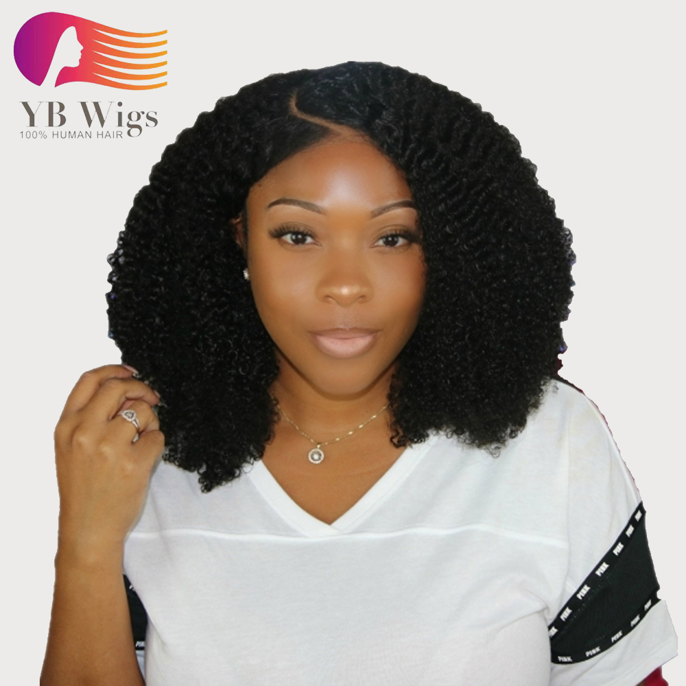 afro kinky curly lace front wigs brazilian human remy hair pre plucked with  baby hair free shipping # aflf02