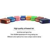 Colorful Self-Inking Motivation School Grading Teacher Stamp Set and Tray (8-Piece)