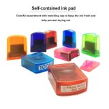 Colorful Self-Inking Motivation School Grading Teacher Stamp Set and Tray (8-Piece)