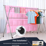 Free Installed Stainless Steel Clothes Drying Rack Foldable Space Saving Retractable Rack Hanger Heavy duty