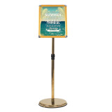 Adjustable Stainless Steel Pedestal Sign Holder Poster Stand Aluminum Easy Snap Open Frame for 8.27 x 11.7 Inches Graphics Both Vertical and Horizontal View Sign Displayed Menu Hold