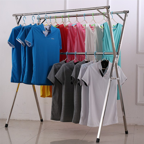 Reliancer Heavy Duty Large Garment Rack Stainless Steel Clothes Drying Rack  Commercial Grade Extendable 47-77inch Clothes