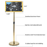 Adjustable Stainless Steel Pedestal Sign Holder Poster Stand Aluminum Easy Snap Open Frame for 8.27 x 11.7 Inches Graphics Both Vertical and Horizontal View Sign Displayed Menu Hold