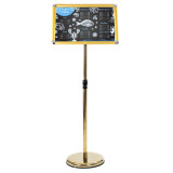 Adjustable Stainless Steel Pedestal Sign Holder Poster Stand Aluminum Easy Snap Open Frame for 8.27 x 11.7 Inches Graphics Both Vertical and Horizontal View Sign Displayed Menu Hold