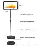 Adjustable Stainless Steel Pedestal Sign Holder Poster Stand Aluminum Easy Snap Open Frame for 8.27 x 11.7 Inches Graphics Both Vertical and Horizontal View Sign Displayed Menu Hold