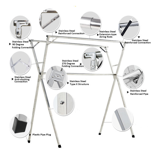Reliancer Free Installed Stainless Steel Clothes Drying Rack