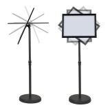 Adjustable Stainless Steel Pedestal Sign Holder Poster Stand Aluminum Easy Snap Open Frame for 8.27 x 11.7 Inches Graphics Both Vertical and Horizontal View Sign Displayed Menu Hold