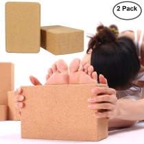 2 Pack Eco-friendly Cork Yoga Blocks 4inch Thick Laser Edge Anti-friction Anti-slip Natural Yoga Brick Wet Absorbent Odor-Resistant and Moisture-Proof to Support and Deepen Poses
