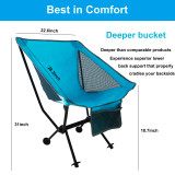 Portable Camping Chair Compact Ultralight Folding Beach Hiking Backpacking Chairs Ultra-Compact Moon Leisure Chair Heavy Duty 330lbs for Hiker Camp Fishing w/Cup Holder Carrying Bag