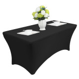 2 Pack 4FT/6FT/8FT Rectangular Spandex Table Cover Four-way Tight Fitted Stretch Tablecloth Table Cloth for Outdoor Party DJ Tradeshows Banquet Vendors Weddings Celebrations