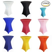 2 Pack 30/32/36inch Highboy Cocktail Round Spandex Table Cover Four-way Tight Fitted Stretch Tablecloth Table Cloth for Outdoor Party DJ Tradeshows Banquet Vendors Weddings