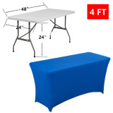 2 Pack 4FT/6FT/8FT Rectangular Spandex Table Cover Four-way Tight Fitted Stretch Tablecloth Table Cloth for Outdoor Party DJ Tradeshows Banquet Vendors Weddings Celebrations