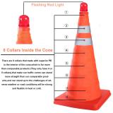 5PCS 18  Collapsible Traffic Cones with Nighttime LED Lights Pop up Safety Road Parking Cones Weighted Hazard Cones Construction Cones Fluorescent Orange w/2 Reflective Silver Strips Collar