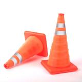 5PCS 18  Collapsible Traffic Cones with Nighttime LED Lights Pop up Safety Road Parking Cones Weighted Hazard Cones Construction Cones Fluorescent Orange w/2 Reflective Silver Strips Collar