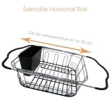 Reliancer Expandable Dish Drying Rack Over the Sink Dish Drainer Stainless Steel Kitchen Counter Top Rustproof 3-in-1 Bowl Plates Storage Holder w/Removable Utensil Holder