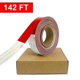 Waterproof Reflective Safety Tape Roll 2 X142' Feet Long Red White DOT C2 Auto Truck Safety Reflector Strips Self-adhesive Conspicuity Safety Hazard Caution Warning Sticker for Vehicle Car Trailer