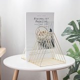 File OrganizerTriangle Iron Desktop Storage Book Rack Bookshelf Copper Magazine Newspaper Holder Art Desktop Organizer Wire Collection 9 Section for Office Home Decoration