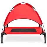 XLarge Elevated Dog Cot with Canopy Shade 1680D Oxford Fabric Outdoor Pet Cat Cooling Bed Tent w/Convenient Carrying Bag Indoor Sturdy Steel Frame Portable for Camping Beach