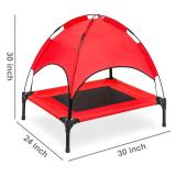 XLarge Elevated Dog Cot with Canopy Shade 1680D Oxford Fabric Outdoor Pet Cat Cooling Bed Tent w/Convenient Carrying Bag Indoor Sturdy Steel Frame Portable for Camping Beach