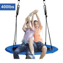 40  Saucer Tree Swing for Backyard Kids w/ 2 Carabiners&10 FT Tree Swing Straps 600lbs Weight Capacity Weather Resistant 400D Fabric Durable Steel Frame Adjustable Ropes to 63inch(40inch)