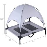 XLarge Elevated Dog Cot with Canopy Shade 1680D Oxford Fabric Outdoor Pet Cat Cooling Bed Tent w/Convenient Carrying Bag Indoor Sturdy Steel Frame Portable for Camping Beach