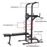 Power Tower Dip Station High Capacity 800lbs w/Weight Sit Up Bench Adjustable Height Heavy Duty Steel Multi-Function Fitness Pull Up Chin Up Tower Equipment for Home Office Gym Dip Stands
