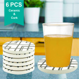 Reliancer 6PCS Absorbent Coasters Set For Drinks Ceramic Stone w/ Non-slip Cork Backing Large Thirsty Stone Coaster Water Absorb Spills Cup Holder for Home Mugs Coffee Beer Glass Bottle (Grey)