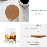 Reliancer 6PCS Absorbent Coasters Set For Drinks Ceramic Stone w/ Non-slip Cork Backing Large Thirsty Stone Coaster Water Absorb Spills Cup Holder for Home Mugs Coffee Beer Glass Bottle (Green)