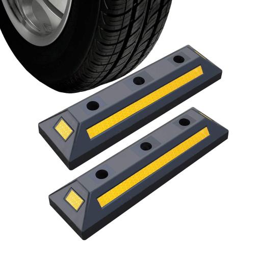 2 Pack Heavy Duty Rubber Parking Blocks Wheel Stop For Car Garage Parks Wheel Stop Stoppers