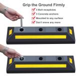 2 Pack Heavy Duty Rubber Parking Blocks Wheel Stop for Car Garage Parks Wheel Stop Stoppers Professional Grade Parking Rubber Block Curb w/Yellow Refective Stripes for Truck RV, Trailer 21.25 (L)