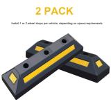 2 Pack Heavy Duty Rubber Parking Blocks Wheel Stop for Car Garage Parks Wheel Stop Stoppers Professional Grade Parking Rubber Block Curb w/Yellow Refective Stripes for Truck RV, Trailer 21.25 (L)