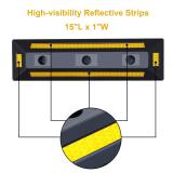 2 Pack Heavy Duty Rubber Parking Blocks Wheel Stop for Car Garage Parks Wheel Stop Stoppers Professional Grade Parking Rubber Block Curb w/Yellow Refective Stripes for Truck RV, Trailer 21.25 (L)