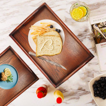 Reliancer Set of 3 Large Wooden Serving Trays w/Handles Nesting Breakfast Serving Trays Decorative Rectangular Wood Display Tray Set Nested Food Tray Butler Serving Tray for kitchen Party Dinner