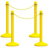 Reliancer 4 Pack Plastic Stanchions set w/3PCS 40  Link Chain Sentry Stanchion Kit w/ Fillable Base Crowd Control Safety Stanchion Barriers Easy Connect Assembly Outdoor and Indoor Posts Queue Barrier