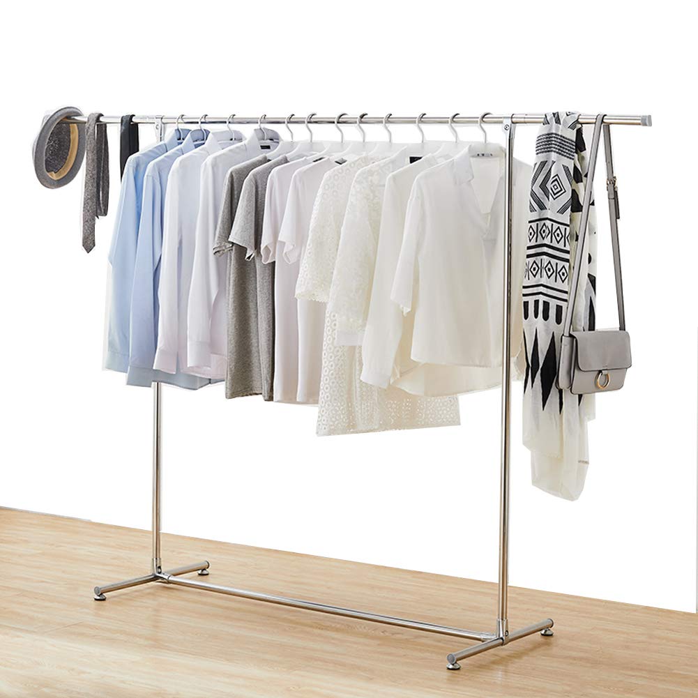 Heavy Duty Large Garment Rack Stainless Steel Clothes Drying Rack  Commercial Grade Extendable 47-77inch Clothes Rack Adjustable Clothes  Hanger Rolling Rack with 4 Casters Tool Golves 10 Hook