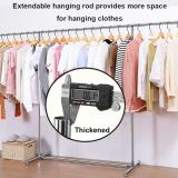Heavy Duty Large Garment Rack Stainless Steel Clothes Drying Rack Commercial Grade Extendable 47-77inch Clothes Rack Adjustable Clothes Hanger Rolling Rack with 4 Casters Tool Golves 10 Hook