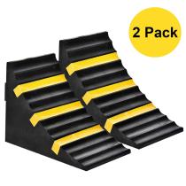 2 Pack Wheel Chocks Heavy Duty Extra Large Industrial Rubber Wheel Chock Blocks w/Handle Reflective Strips for Travel Trailer Hauler Truck Fire Truck Commercial Vehicle RV 10  x 6  x 7.3