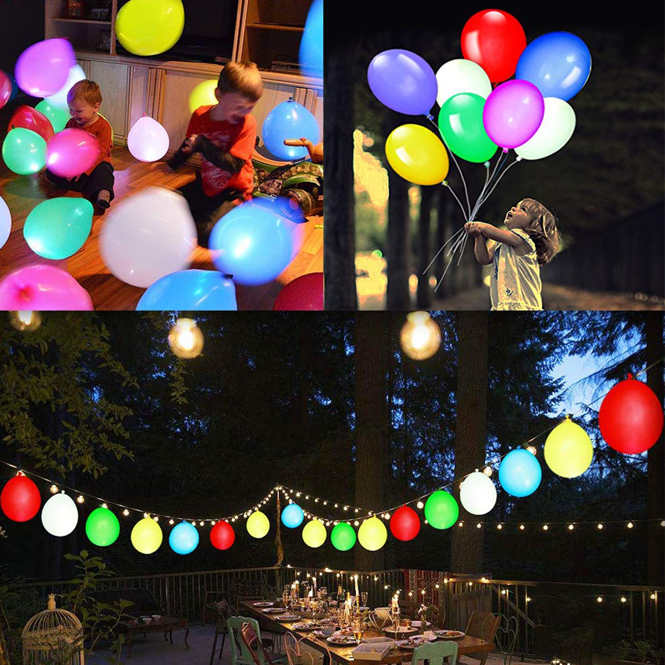 30 Pack LED Balloons 10 Colors Light Up Balloons Flashing Party